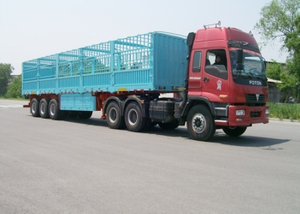 13m 3 Axles Drop Side Trailer with Side Wall And Cargo Fence for Bulky Cargos,Platform Semi Trailer