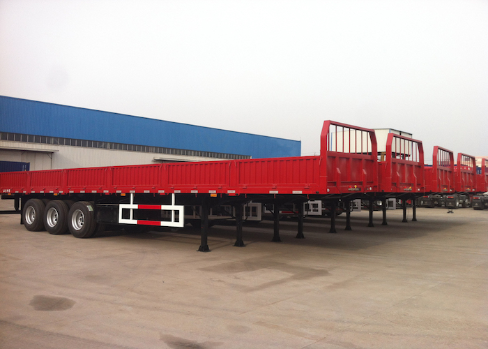 40ft Drop Side Semi Trailer with 3 Axles And Super Single Tire for General Cargo Logistic,Platform Semi Trailer