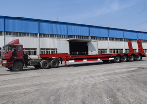 14.5m 80T Low Bed Semi Trailer with 4 Axles for Super Heavy Construction Machine ,Low Bed Trailer