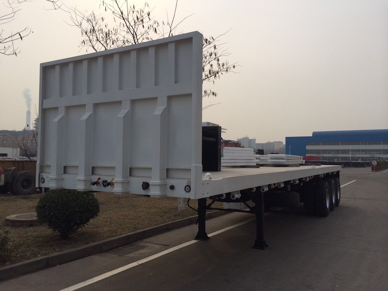 40 Foot 3 axles FlatBed Semi Trailer with Front Wall