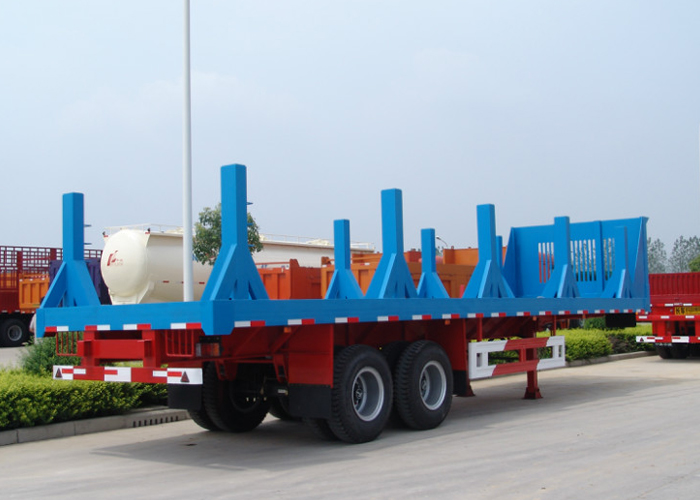 30ft FlatBed Semi Trailer with Strengthen Pillars for Steel Coil Transportation