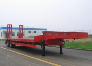 13m 30T Fixed gooseneck ( FGN ) Low Bed Semi Trailer with 2 axles for downtown Machine Transit,Low bed Trailer