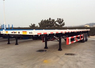 30 T 40ft FlatBed Semi Trailer For ISO Container , Flatbed Car Trailer 2 Axles