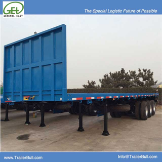 40 Foot 3 axles FlatBed Semi Trailer with Front Wall