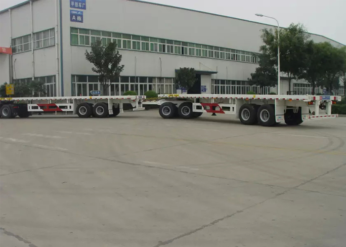 80ft FlatBed Semi Trailer Train with 1 Flatbed Trailer And 1 Draw Bar Trailer